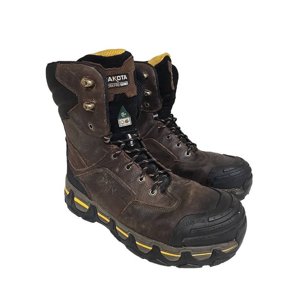 Dakota Men's 8'' 8550 Comp Toe Comp Plate Work Boots Brown Size 13M
